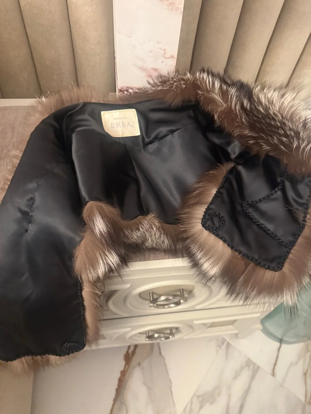 Silver fox fur stole shawl by EMBA